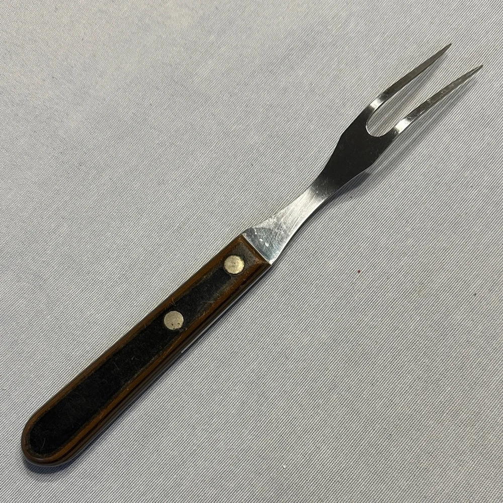 Vintage, Shur-Edge, Stainless Steel Meat Fork with Wood Handle
